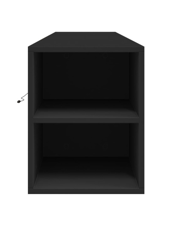 Tv sienas plaukts ar led, melns, 180x31x39,5 cm