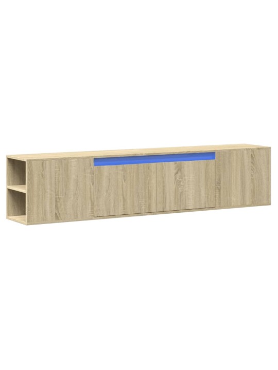 Tv sienas plaukts ar led, ozolkoka, 180x31x39,5 cm
