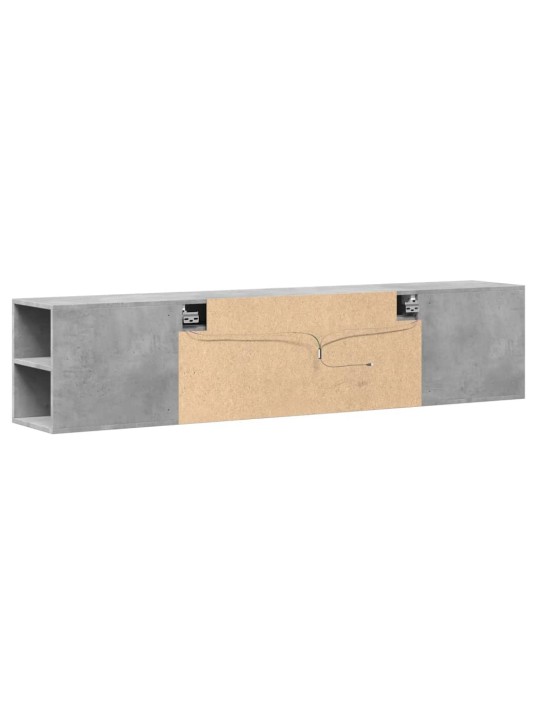 Tv sienas plaukts ar led, betona pelēks, 180x31x39,5cm