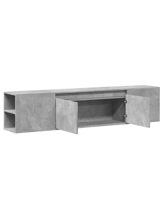 Tv sienas plaukts ar led, betona pelēks, 180x31x39,5cm