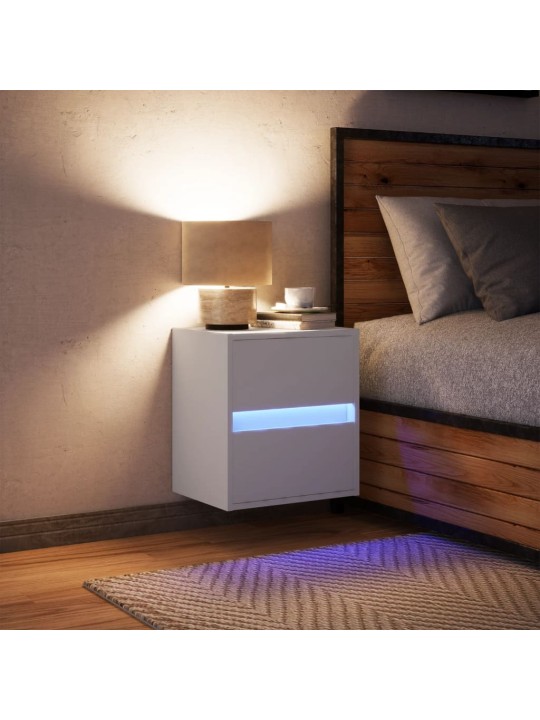 Sienas naktsskapītis ar led apgaismojumu, balti