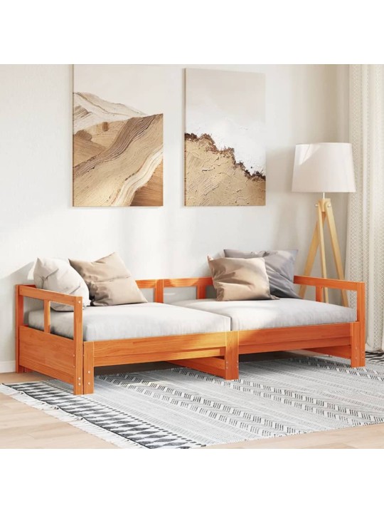 Gulta bez matrača, vaska brūnas, 80x200 cm, priedes masīvkoks
