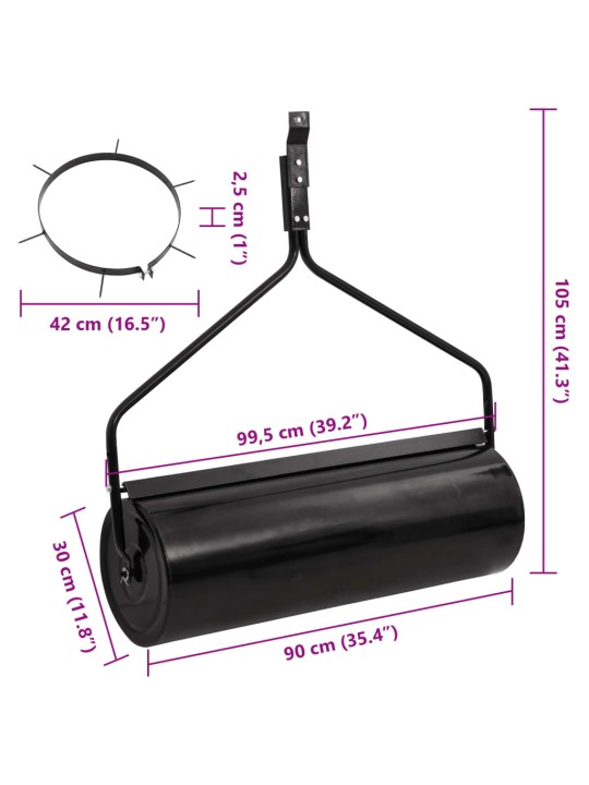 Zālāja rullis ar aeratoru, melns, 63 l, dzelzs