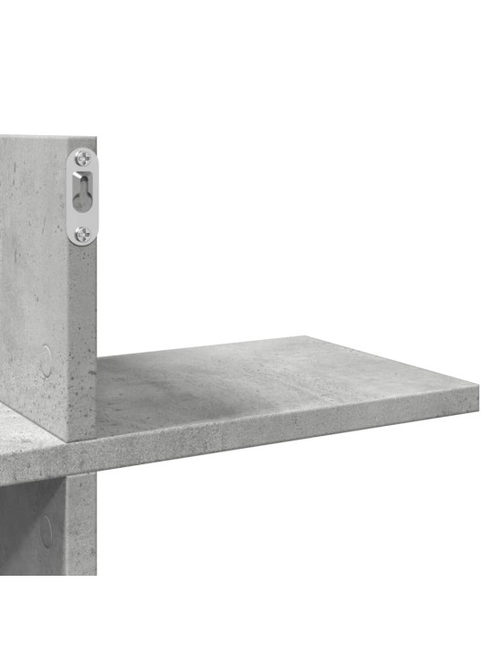 Sienas plaukts betona pelēks 124,5x18x60,5 cm inženierijas koks