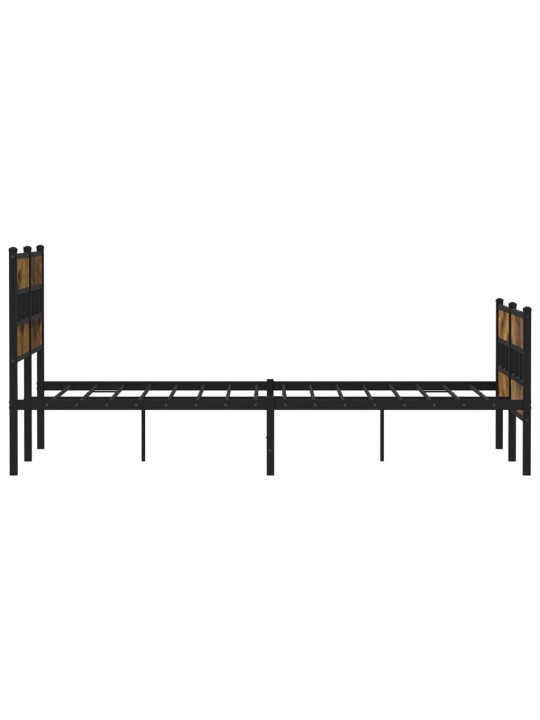 Gultas rāmis bez matrača, metāls, 150x200 m, ozolkoka imitācija