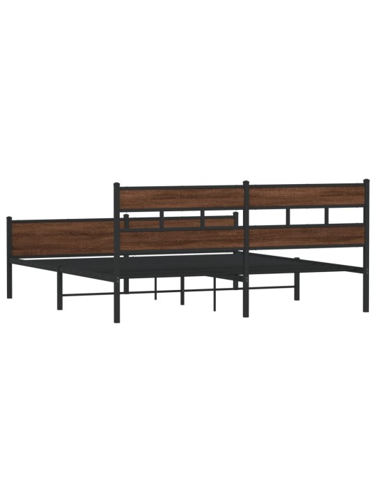 Gultas rāmis bez matrača, metāls, 200x200 cm, ozolkoka krāsa
