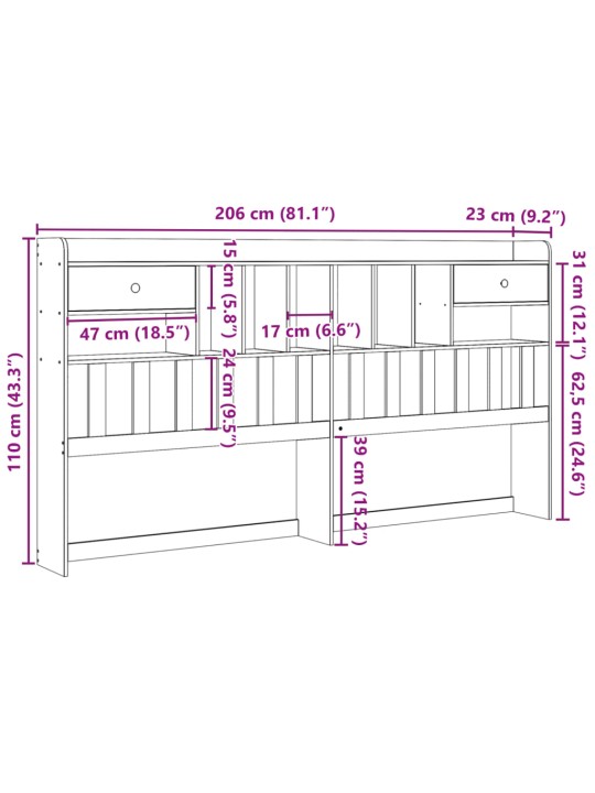 Galvgalis ar plauktiem, 200 cm, priedes masīvkoks