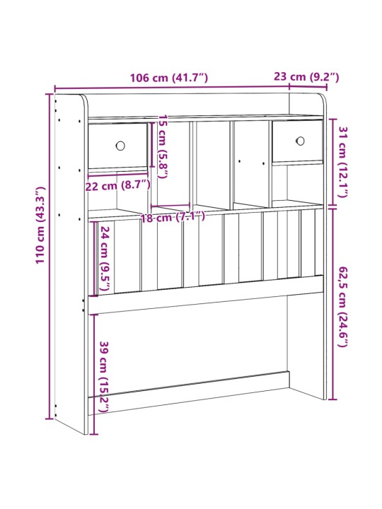 Galvgalis ar plauktiem, balts, 100 cm, priedes masīvkoks