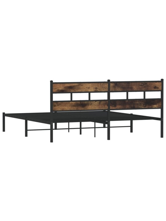 Gultas rāmis bez matrača, metāls, 180x200cm, ozolkoka imitācija