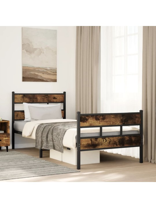 Gultas rāmis bez matrača, metāls, 80x200 cm, ozolkoka imitācija