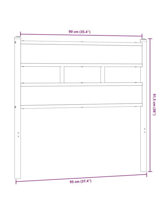 Galvgalis, ozolkoka krāsa, 90 cm, dzelzs un inženierijas koks