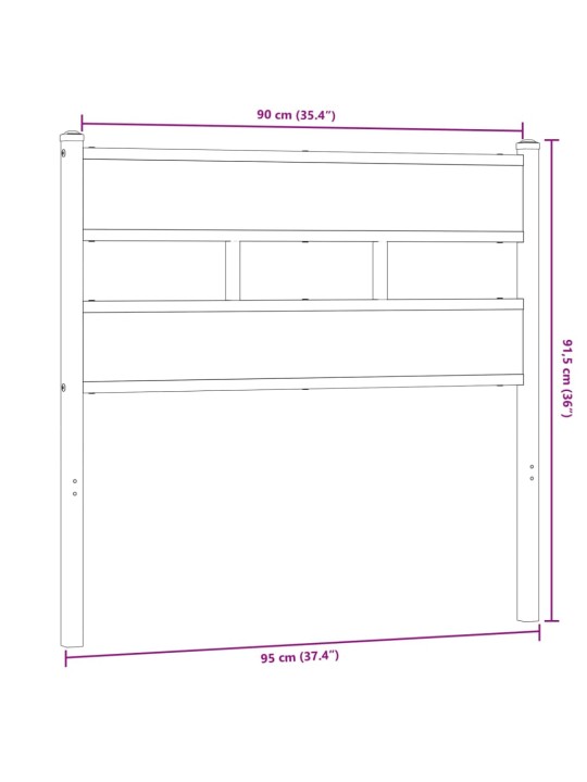 Galvgalis, ozolkoka krāsa, 90 cm, dzelzs un inženierijas koks