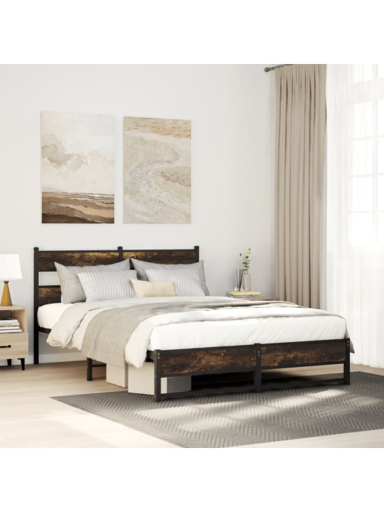 Gultas rāmis bez matrača, metāls, 160x200cm, ozolkoka imitācija