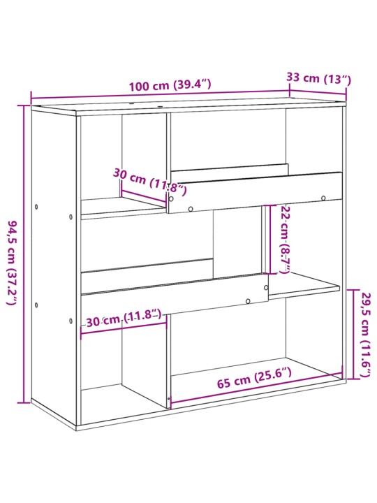 Grāmatu plaukts, balts, 100x33x94,5 cm