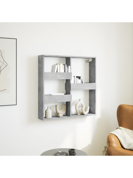 Sienas plaukts, betona pelēks, 80x15x80 cm, inženierijas koks