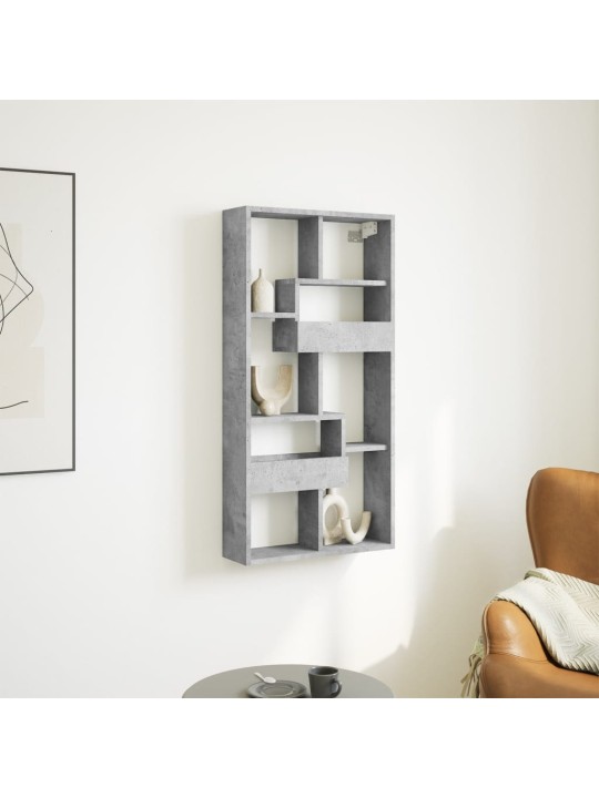 Sienas skapītis, betona pelēks, 50x15x100 cm, inženierijas koks