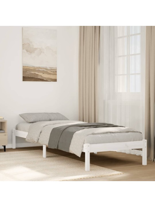 Gulta bez matrača, īpaši gara, balta, 90x210 cm, priedes koks