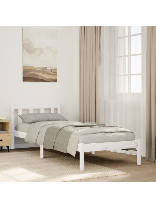 Gulta bez matrača, īpaši gara, balta, 90x210 cm, priedes koks