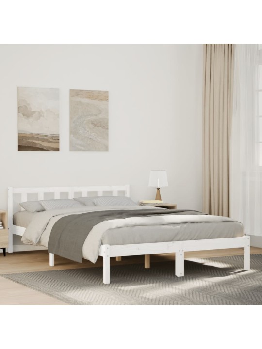 Gulta bez matrača, īpaši gara, balta, 160x210 cm, priedes koks