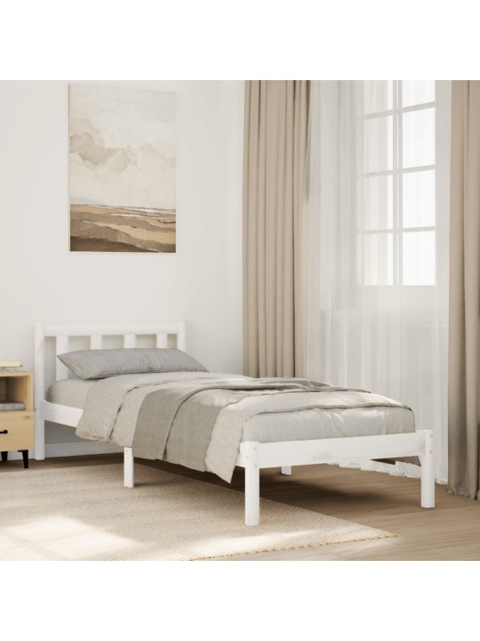 Gulta bez matrača, īpaši gara, balta, 90x220 cm, priedes koks