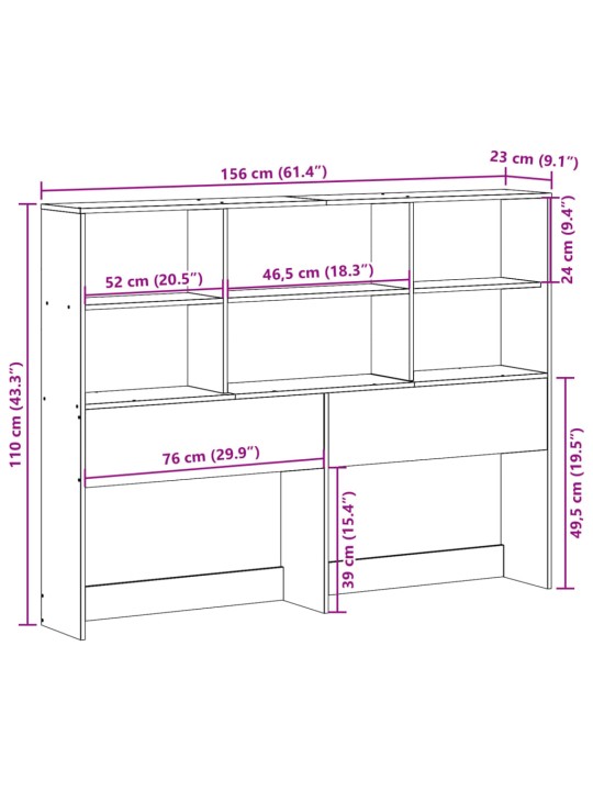 Galvgalis ar plauktiem, balts, 150 cm, priedes masīvkoks