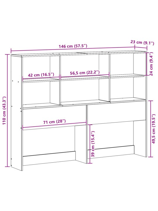Galvgalis ar plauktiem, balts, 140 cm, priedes masīvkoks
