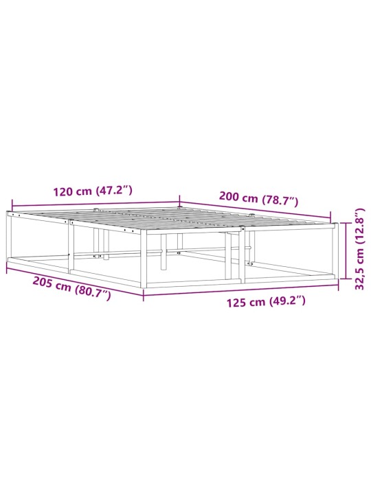 Gultas rāmis bez matrača, balts, 120x200 cm, metāls
