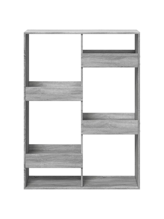 Grāmatplaukts, pelēka koka, 100x33x135 cm, inženierijas koks