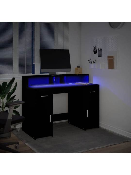Rakstāmgalds, led, 120x55x91 cm, inženierijas koks, melns