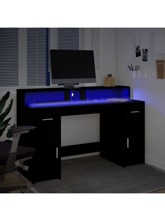 Rakstāmgalds, led, 140x55x91 cm, konstruēts koks, melns