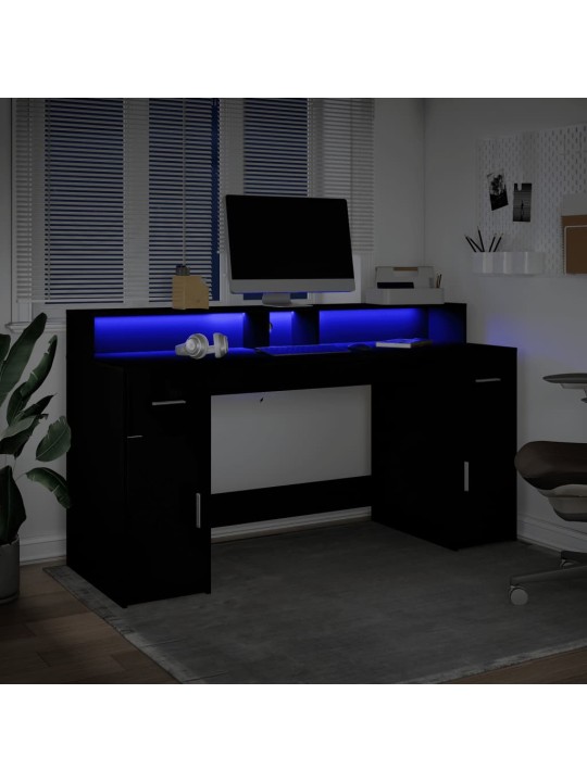 Rakstāmgalds, led, melns, 160x55x91 cm, inženierijas koks