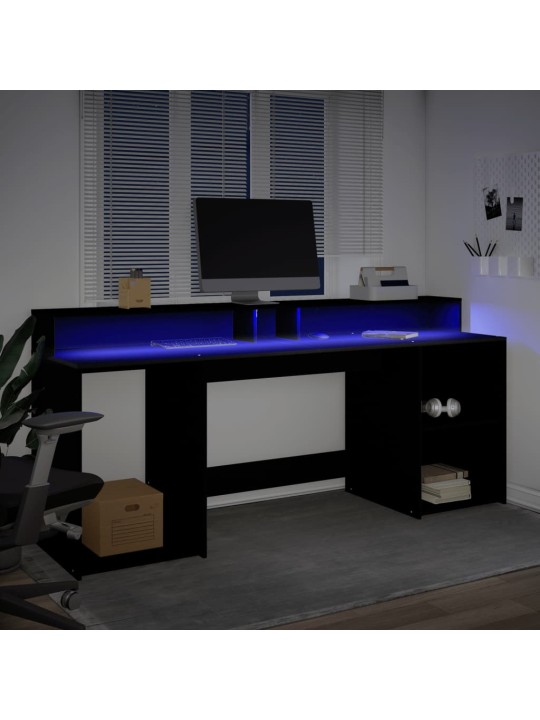 Rakstāmgalds, led, 200x55x91 cm, konstruēts koks, melns