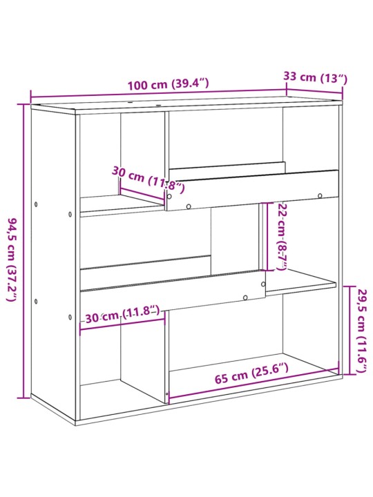 Grāmatu plaukts, 100x33x94,5 cm, inženierijas koks