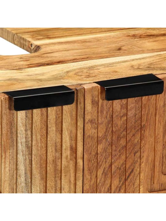 Sānu galds 3 pcs brūna 60 x 33 x 75 cm akācijas masīvkoks