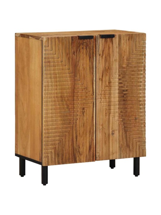 Sānu galds 3 pcs brūna 60 x 33 x 75 cm akācijas masīvkoks
