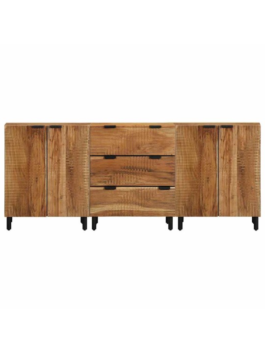 Sānu galds 3 pcs brūna 60 x 33 x 75 cm akācijas masīvkoks
