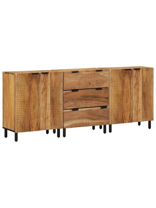 Sānu galds 3 pcs brūna 60 x 33 x 75 cm akācijas masīvkoks