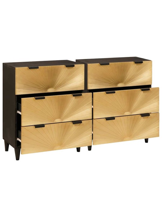 Puse 2 pcs melns un zelts 60 x 33 x 75 cm mango masīvkoks