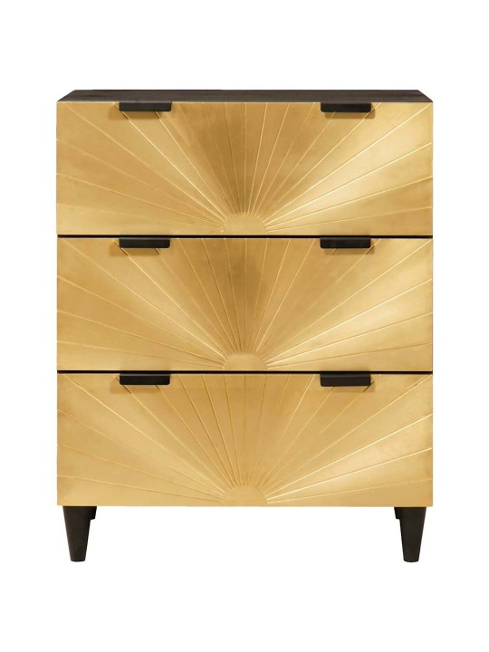 Puse 2 pcs melns un zelts 60 x 33 x 75 cm mango masīvkoks