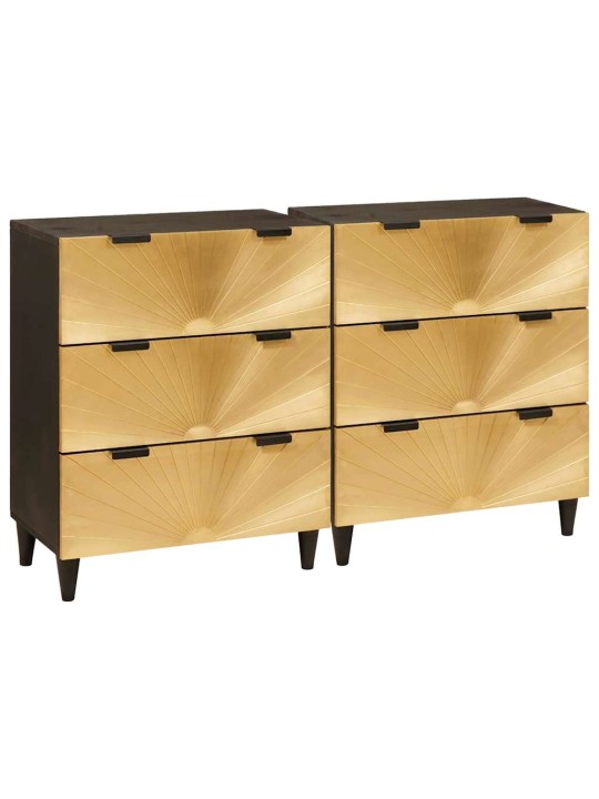 Puse 2 pcs melns un zelts 60 x 33 x 75 cm mango masīvkoks