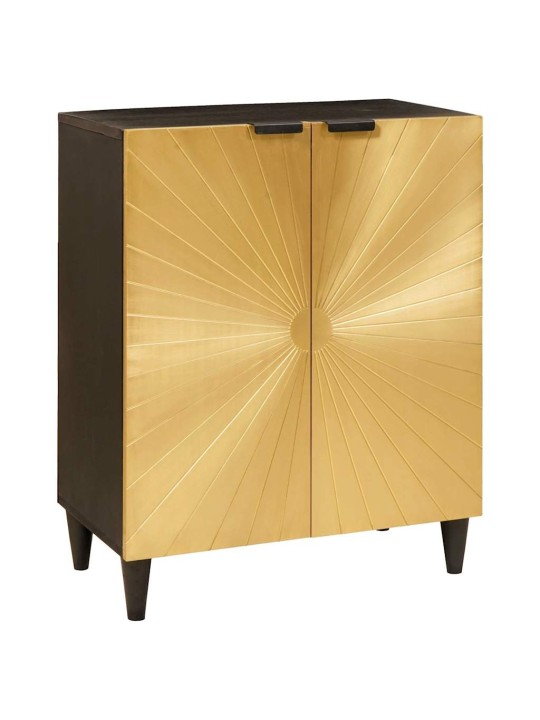 Puse 3 pcs melns un zelts 60 x 33 x 75 cm mango masīvkoks