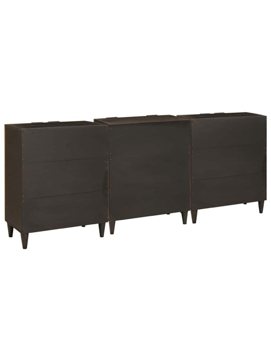 Puse 3 pcs melns un zelts 60 x 33 x 75 cm mango masīvkoks