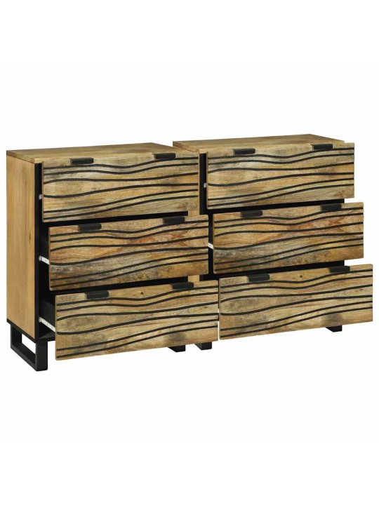 Sānu skapji 2 pcs brūna 60 x 33.5 x 75 cm mango masīvkoks