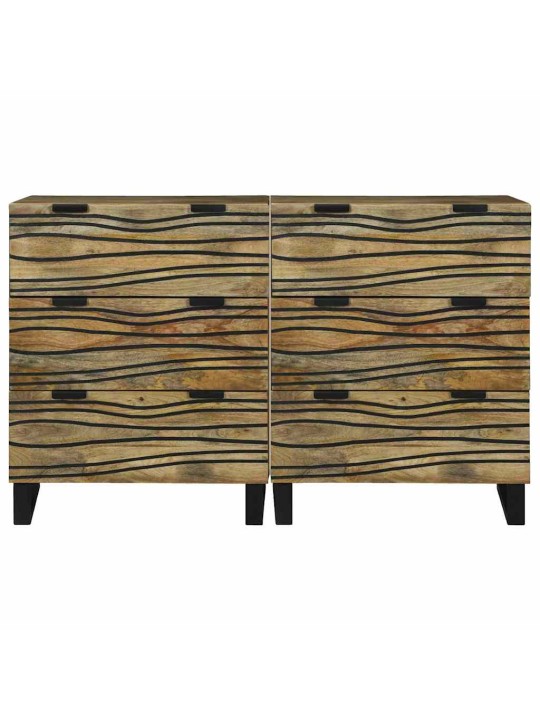 Sānu skapji 2 pcs brūna 60 x 33.5 x 75 cm mango masīvkoks