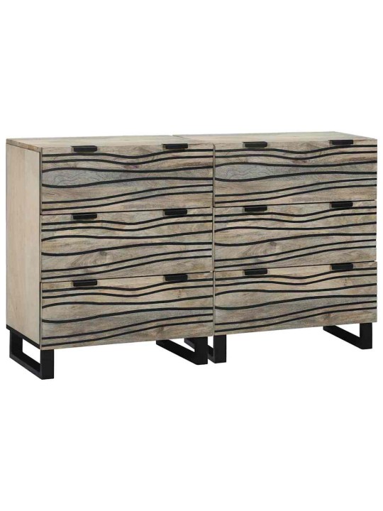 Sānu skapji 2 pcs balts 60 x 33.5 x 75 cm mango masīvkoks