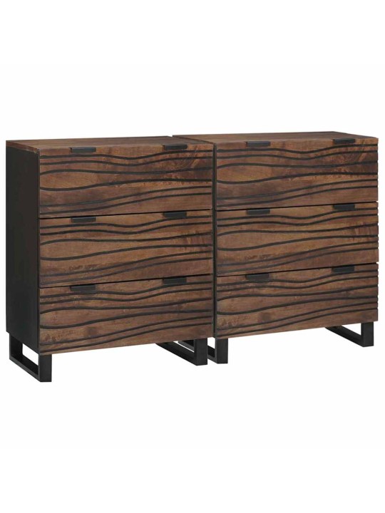 Sānu skapji 2 pcs brūna 60 x 33.5 x 75 cm mango masīvkoks