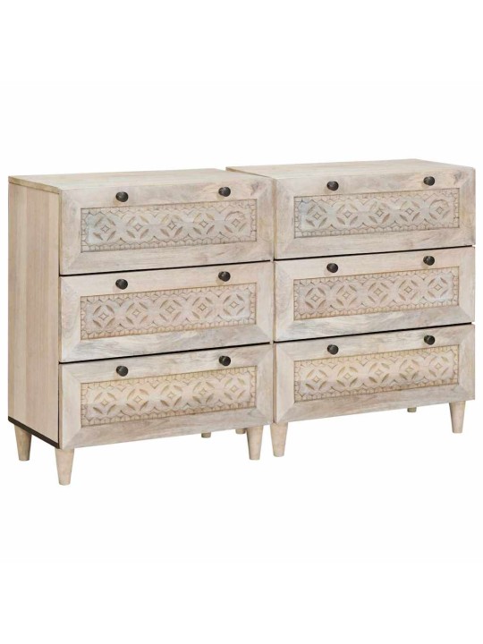 Puse 2 pcs balts 60 x 33 x 75 cm mango masīvkoks