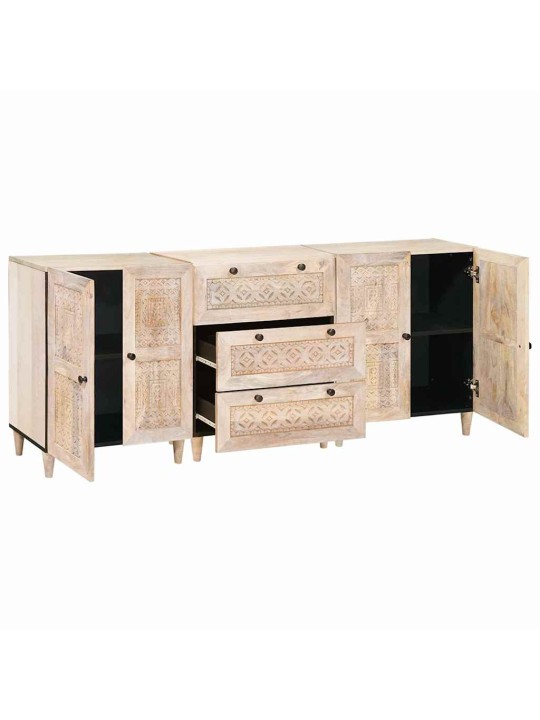 Puse 3 pcs balts 60 x 33 x 75 cm mango masīvkoks