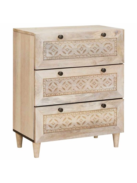 Puse 3 pcs balts 60 x 33 x 75 cm mango masīvkoks