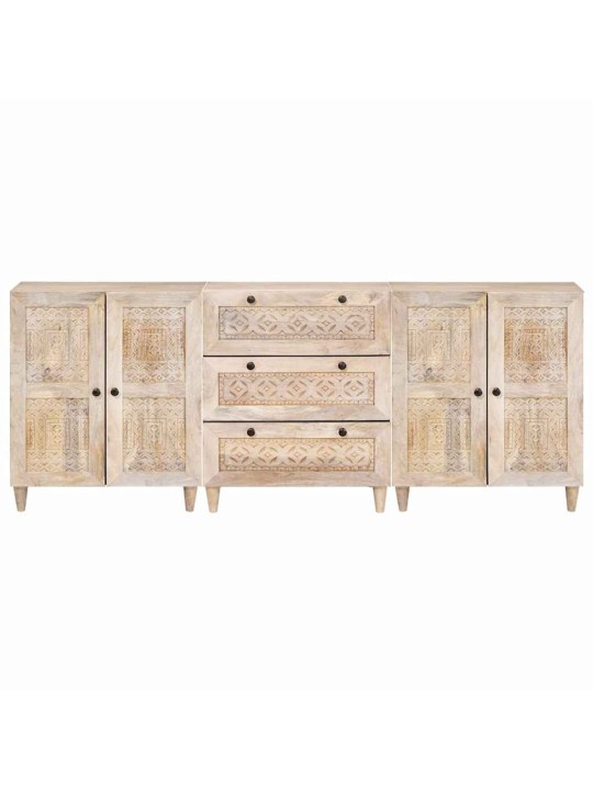 Puse 3 pcs balts 60 x 33 x 75 cm mango masīvkoks